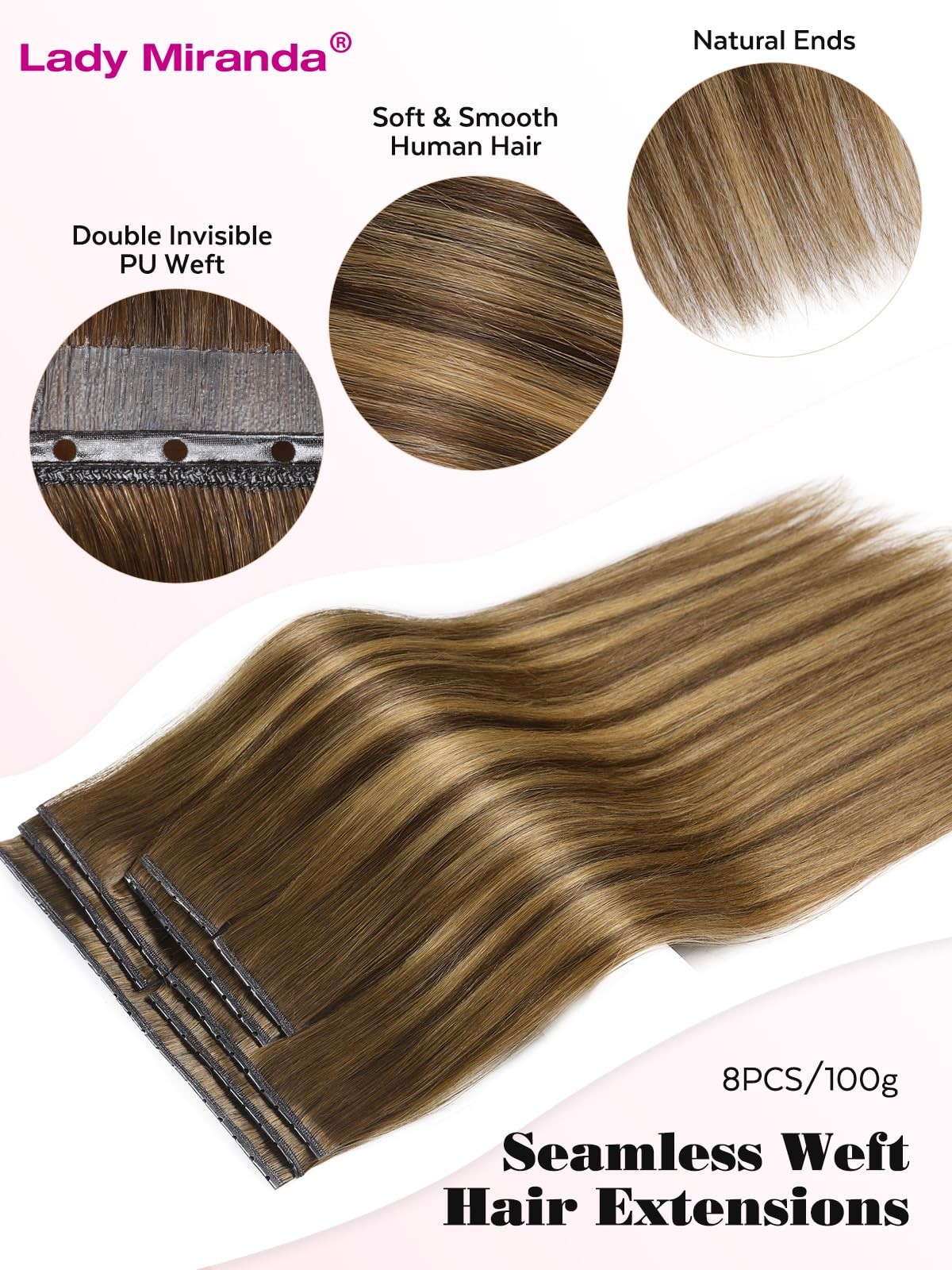 Lady Miranda Butterfly Ovo Weft Hair Extensions Real Human Hair 16 Inch 100G