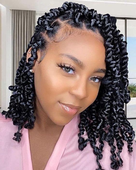 Short Passion Twist Hair 8 Inch, 8 Packs Pre-twisted 8 Inch (Pack of 8) 1B#