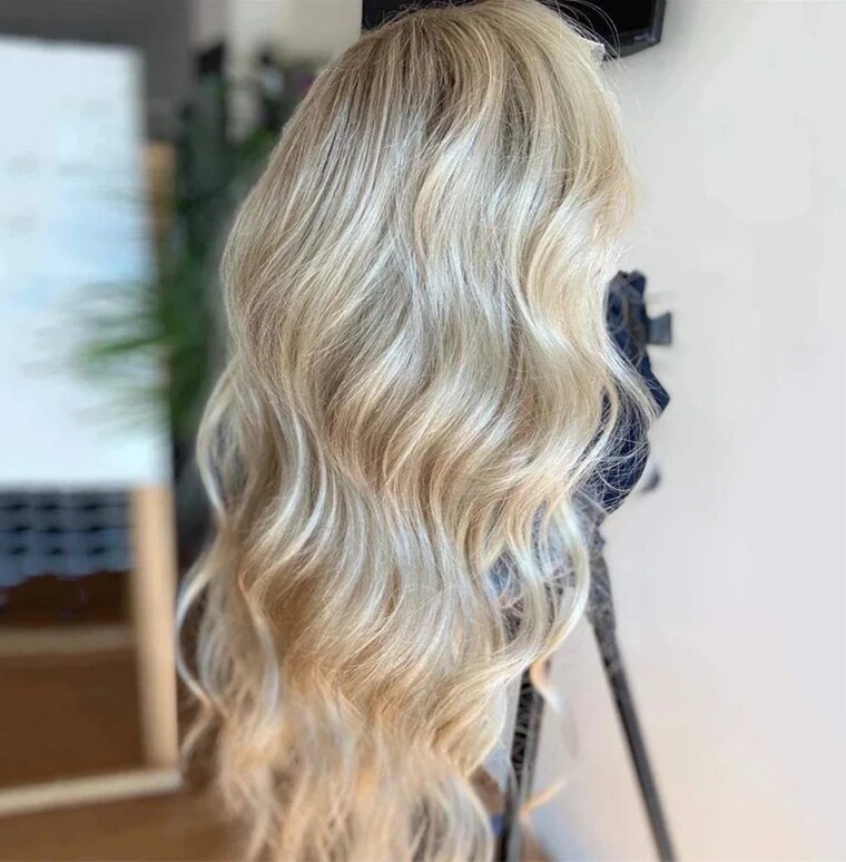 Ash Blonde Shade Root Slight Wavy Wig Brazillian Human Hair Lace Front Wig