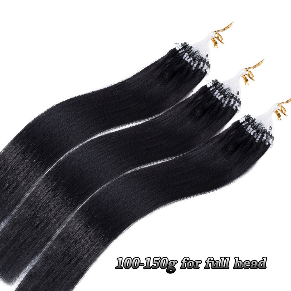 Micro Link Loop Tip Human Hair Extensions Remy Silky Straight Russian Hair 100s