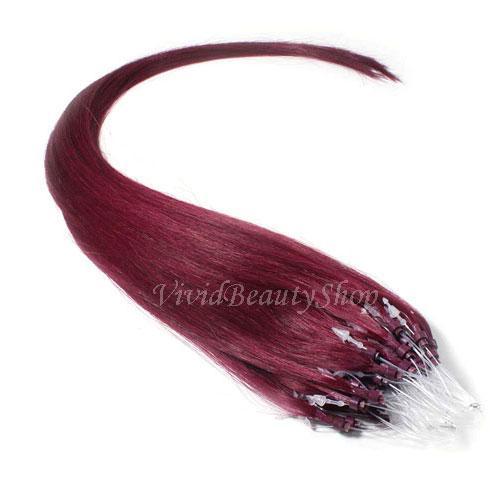 100 Micro Loop Rings Beads I Tip Indian Remy Human Hair Extensions Burgundy 0.8g