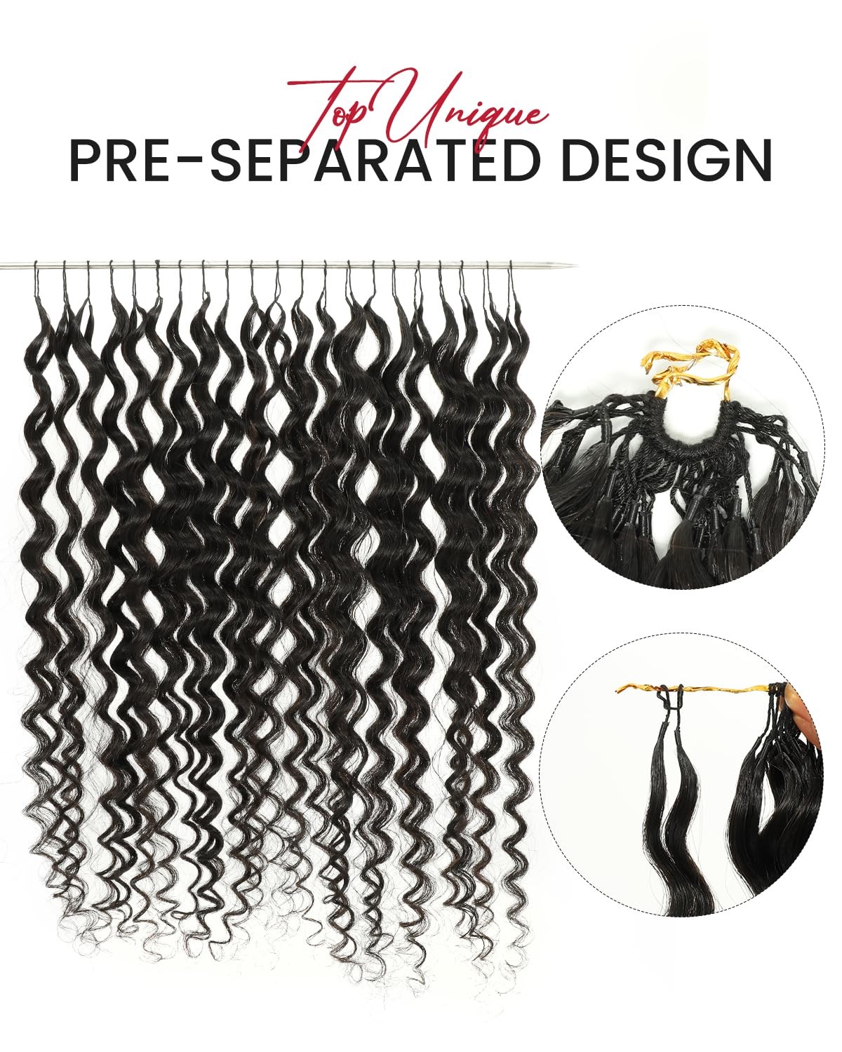 Topunique Human Crochet Hair Deep Wave Pre-Separated 16 Inch 160G Invisible