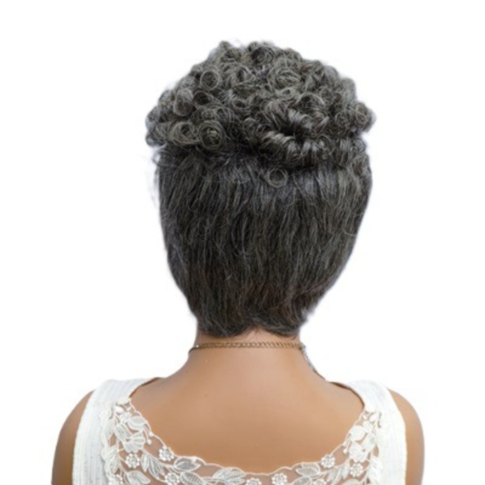 Full Machine Made Hair Wig None Lace Gray Mix Salt And Pepper Ready