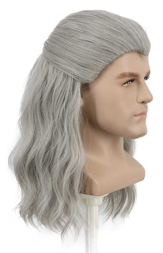 Adult Long Curly Gray Cosplay Wig Silver Wave Witch Hair Party Wig Heat Resis…