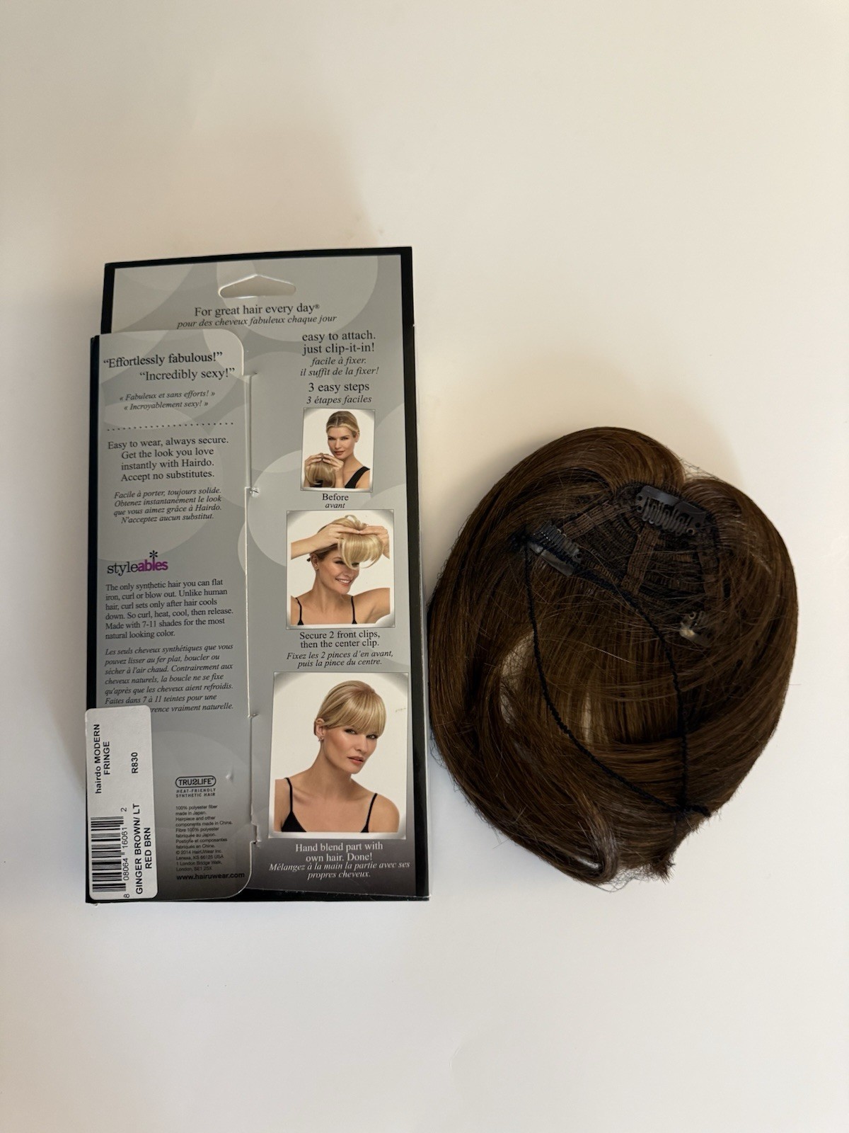 Hair Do By Hairuwear Modern Fringe New In Box Ginger Brown/Light Red Brown