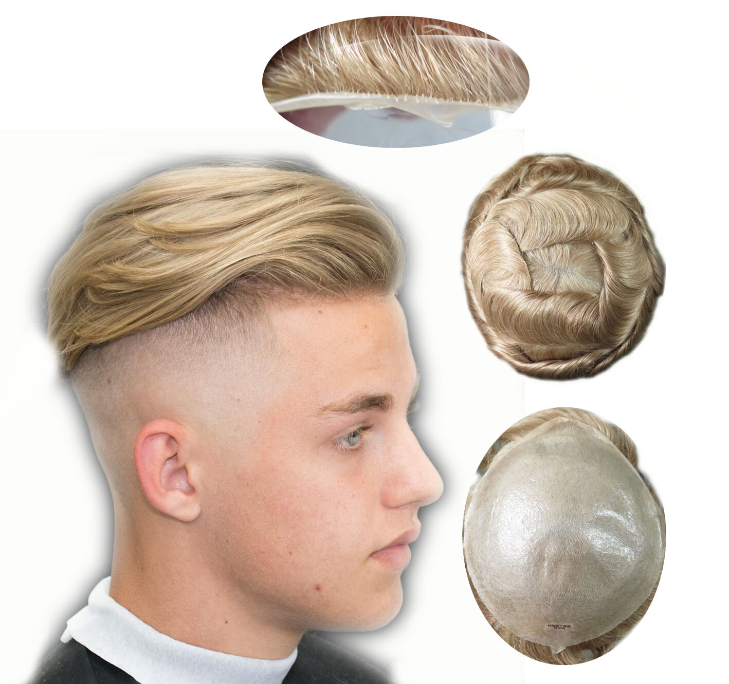 Super Natural Hair Replacement System V-loop Toupee Micro Thin Skin Unit #22R