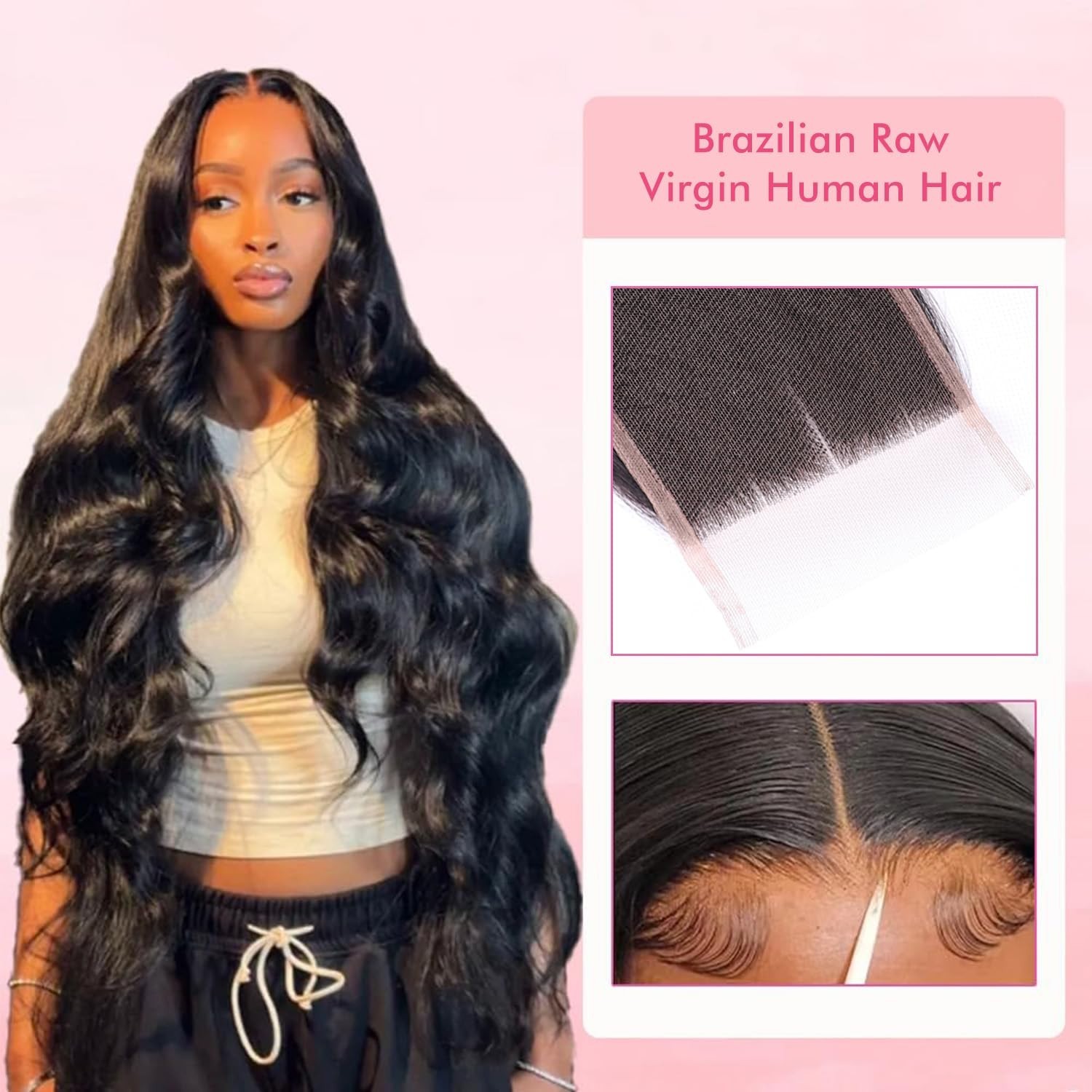 4×4 HD Lace Closure Body Wave Closure Human Hair 8 Inch Natural Black