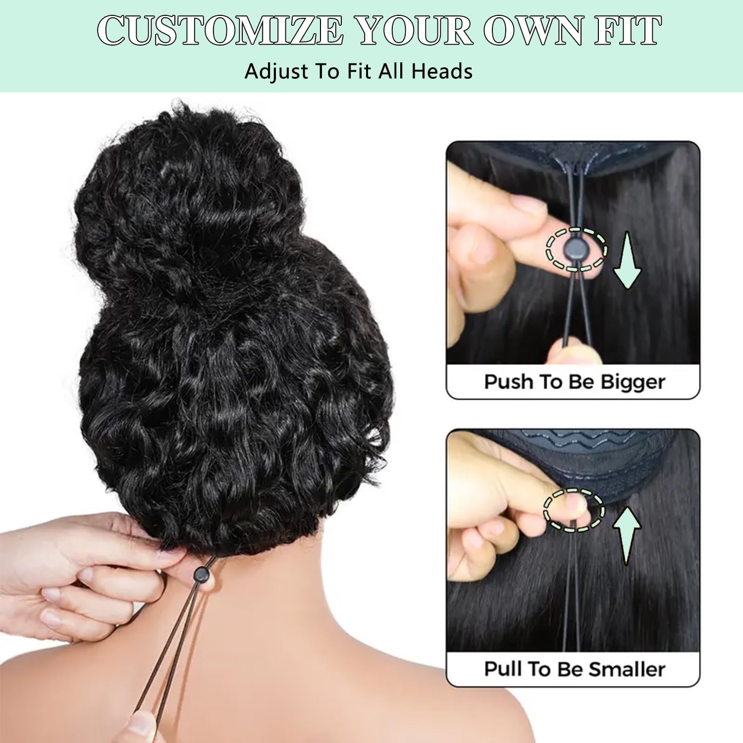 200% Density Curly Half Wig Human Hair – Drawstring, Seamless, Quick Install, 26
