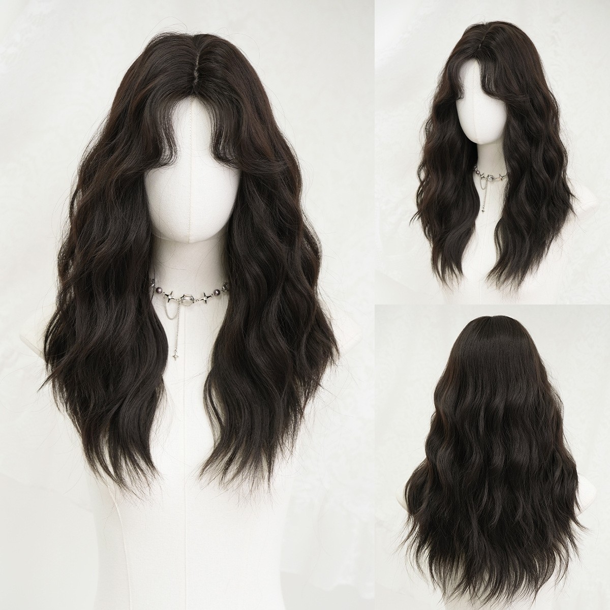 8 Shape Part Loose Wave Wig Black Brown Natural Fluffy Rose Net Synthetic Full