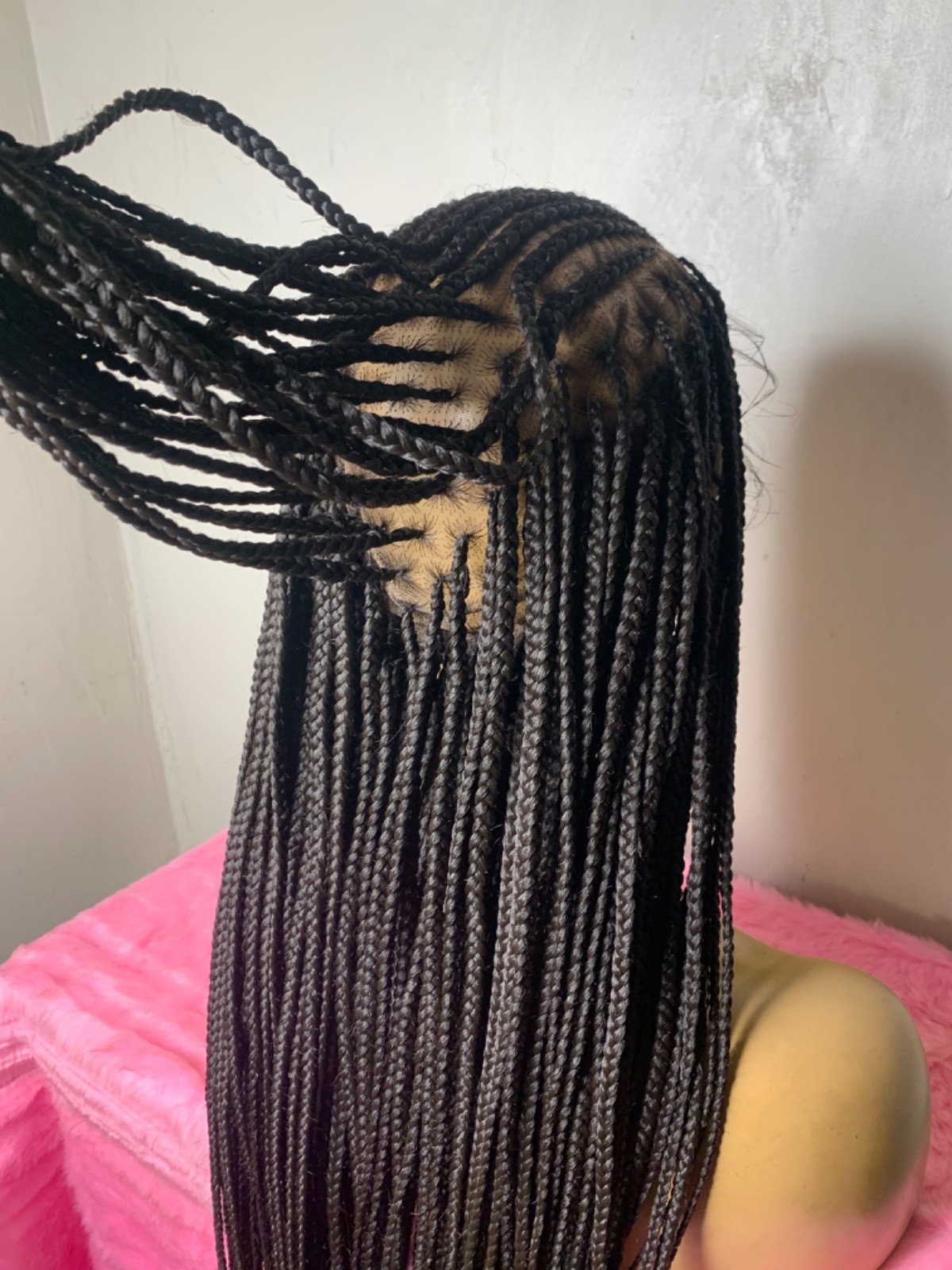 Preorder full lace braided wig, cornrows braids, flip over Fulani, long length