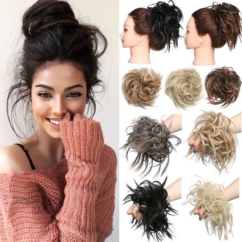 THICK X-LARGE Messy Bun Hair Piece Scrunchie Updo Wrap Hair Extensions as Human