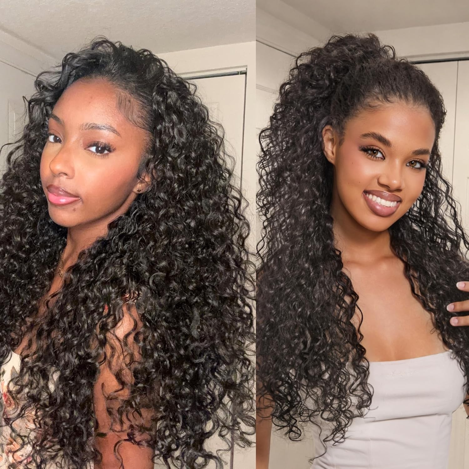 Curly Glueless Half Wig 26 inch Veralux™ Synthetic Fiber & Human Hair Blend #1B