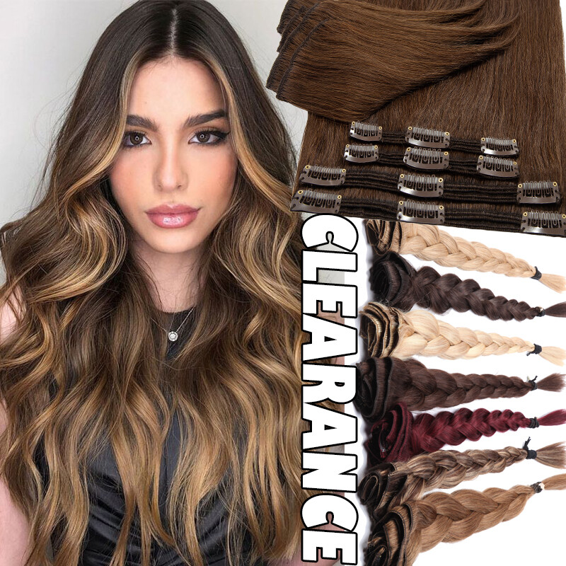 Indian Thick Double Weft Clip In Real Remy Human Hair Extensions Full Head 18 in