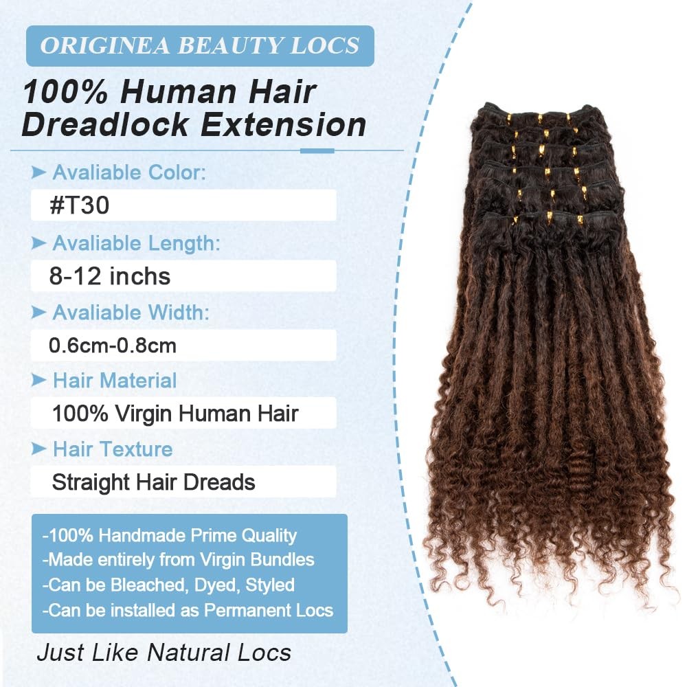 Originea 0.6Cm 6-18 Inch 100 Human Hair Dreadlock Extensions Curly Ends Loc