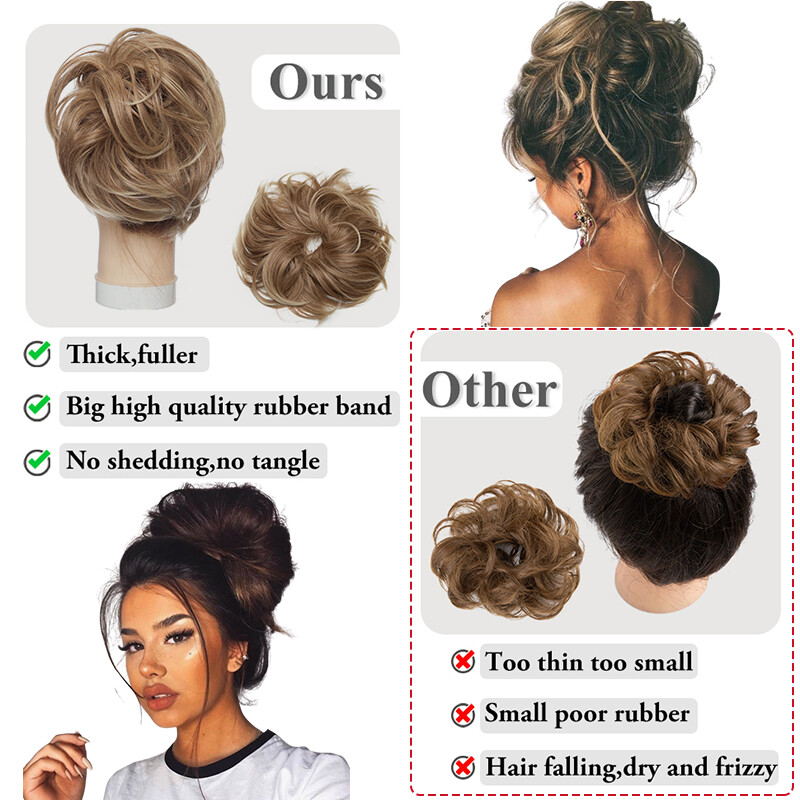 85G Thick Messy Bun Hair Piece Scrunchie Updo Wrap Hair Extensions Real as human