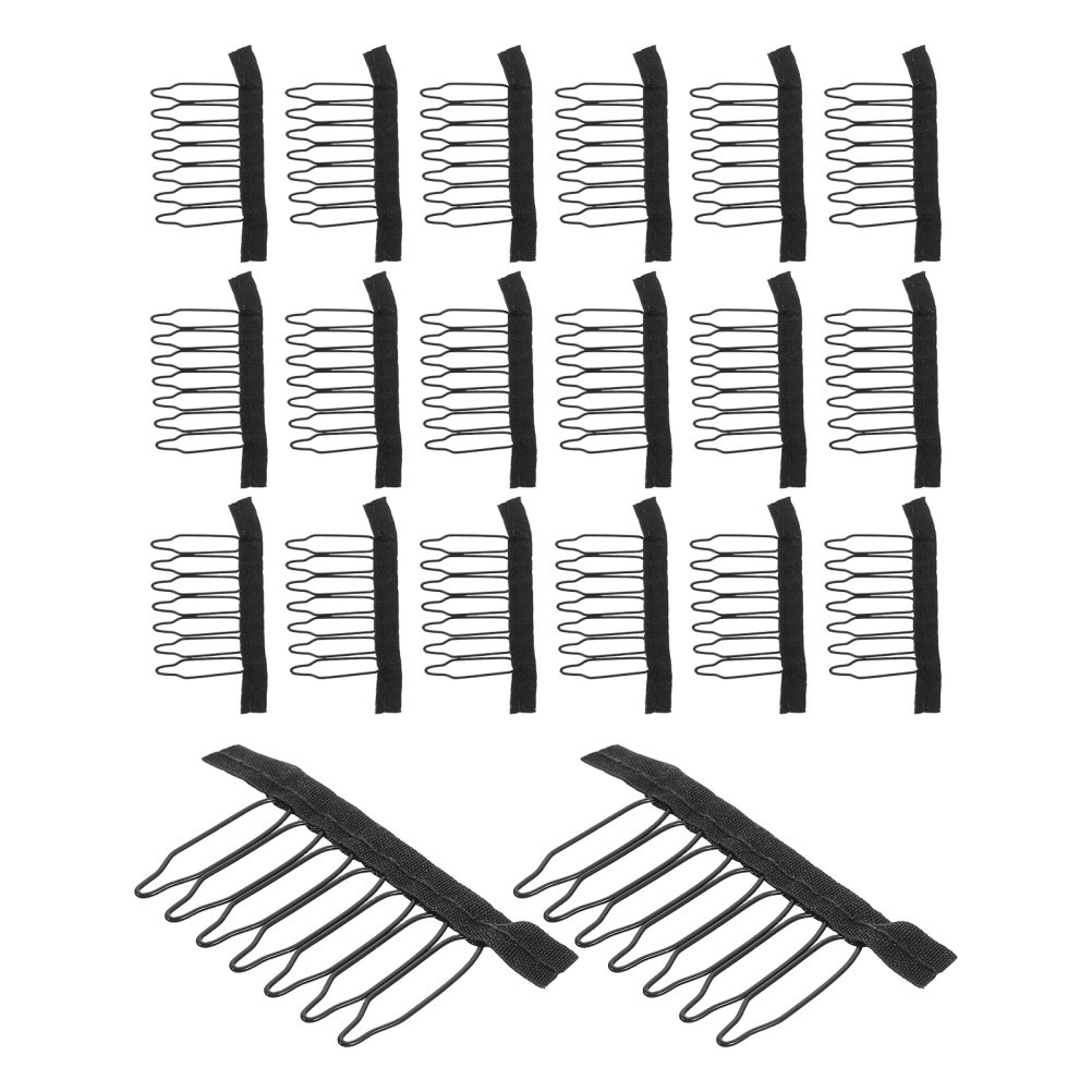 40Pcs Black Wig Clips Steel Fabric Reusable Hair Clips for Wig Support