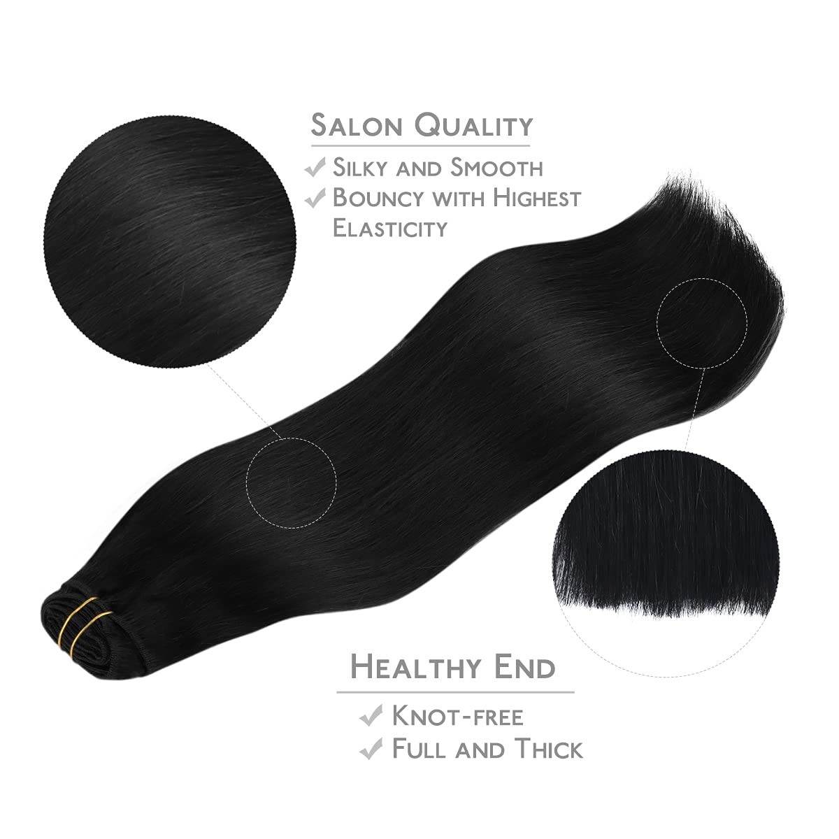 Natural Jet Black Human Hair Extensions