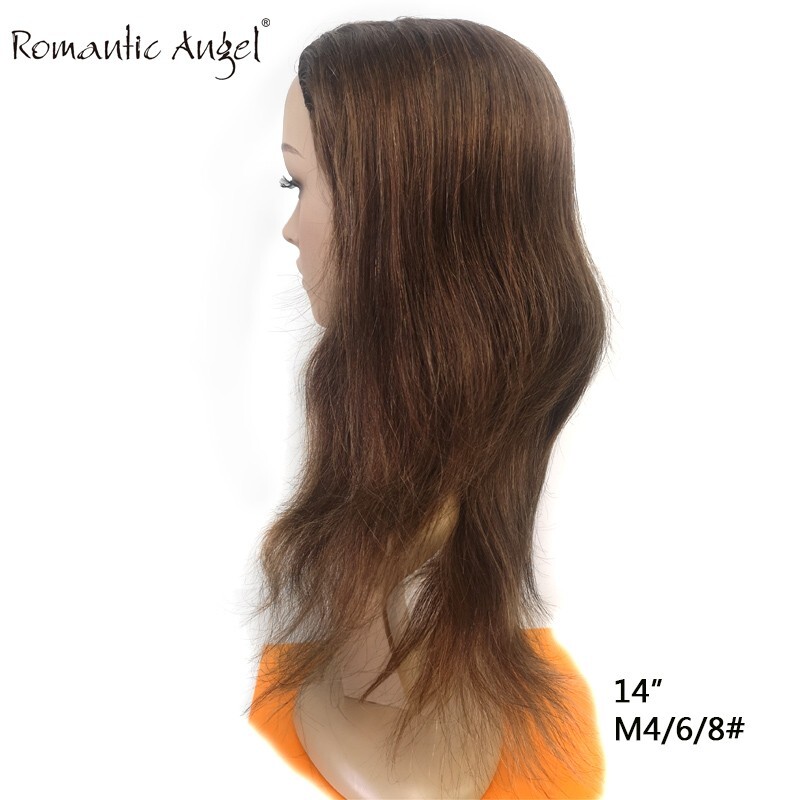 100% Remy human hair half wigs 35cm(14inch) Straight and curly light brown