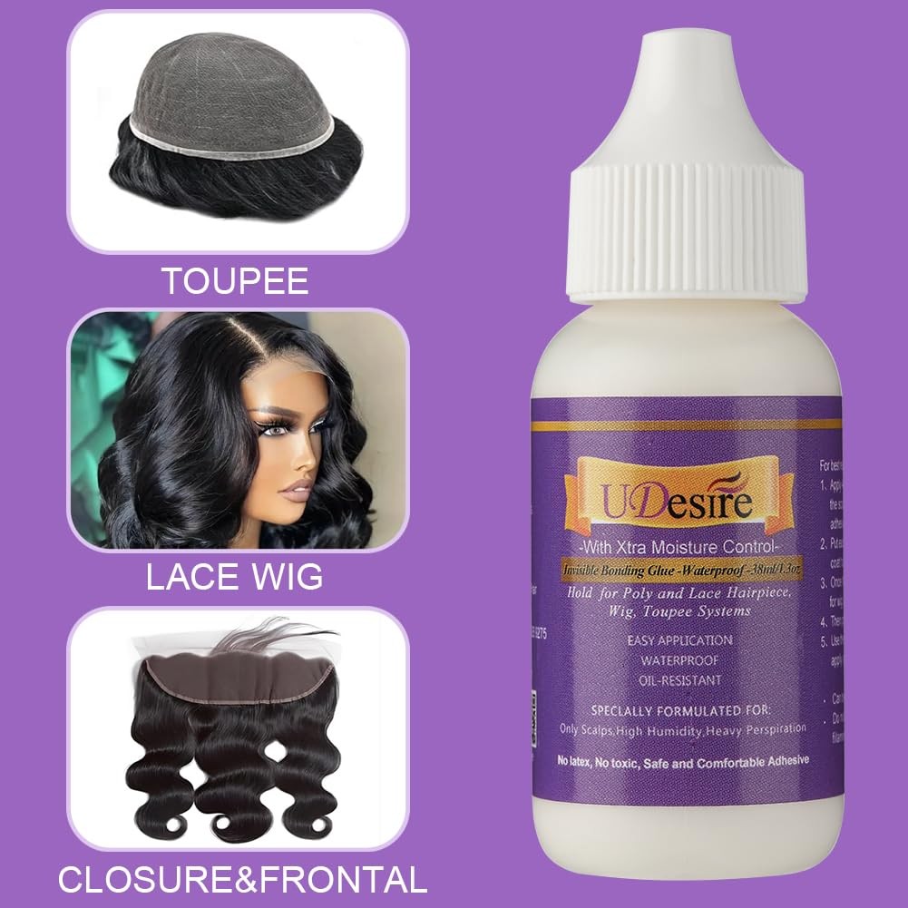 UDesire Lace Glue 1.3 Ounce, Waterproof, Extreme Hold, 4cmx0.8cm, White