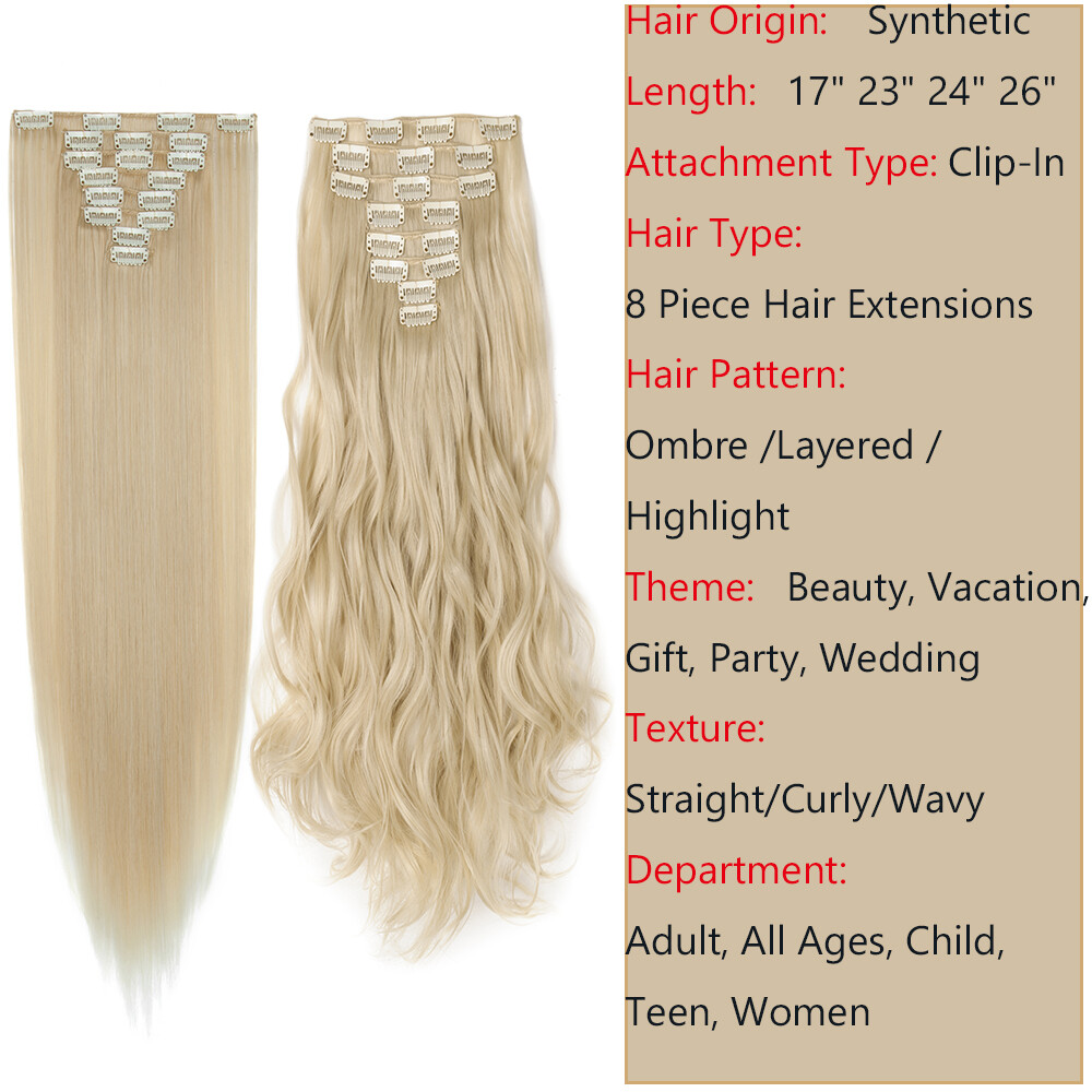 CLEARANCE 8PCS Clip In 100% Real Hair Extensions Thick Full Head as Human Hair