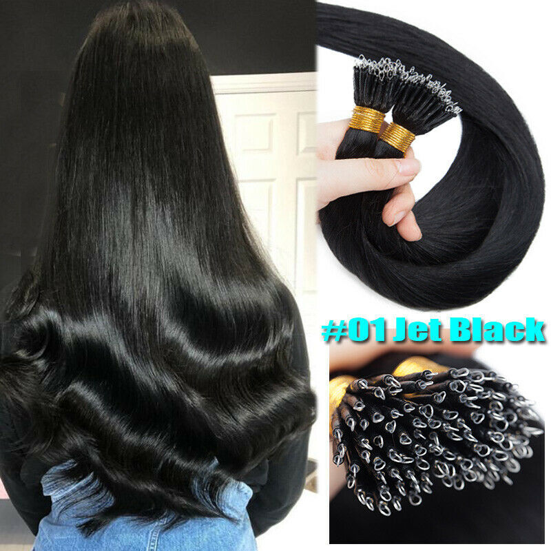 Invisible Micro Nano Beads Loop Tip Human Hair Extensions Double Drawn Thick 1g