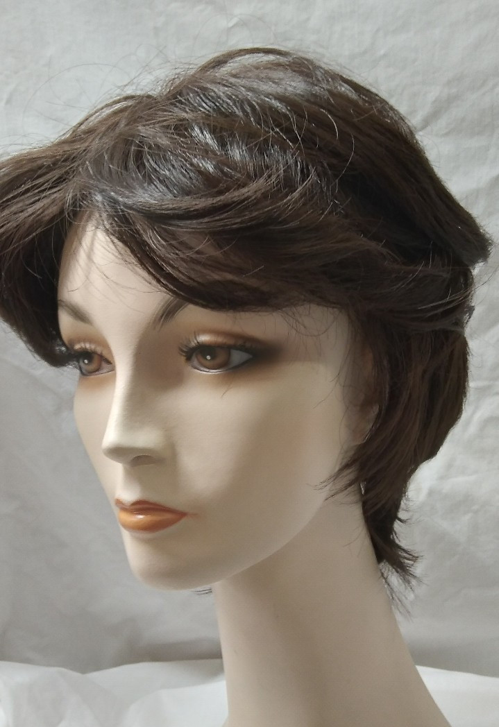 Short Dark Brown Pixie Wig woman natural layer wave synthetic daily party stage