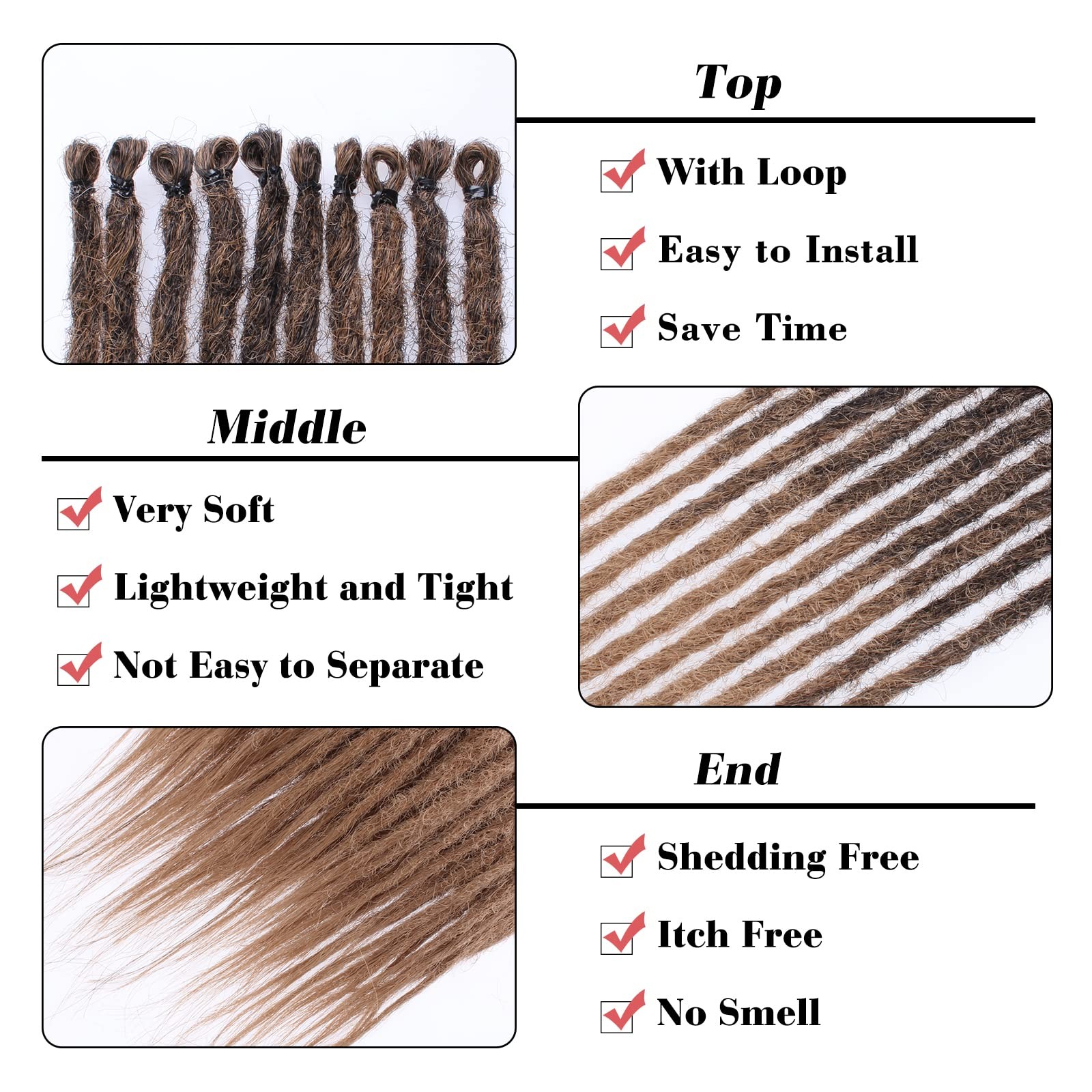 Leeven 24″ Synthetic Dreadlock Extensions 40 Strands Ombre Honey Blonde
