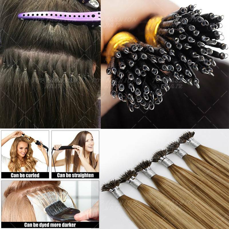 THICK Russian Nano Ring Micro beads Tip 100% Remy Human Hair Extensions 1g/s D02