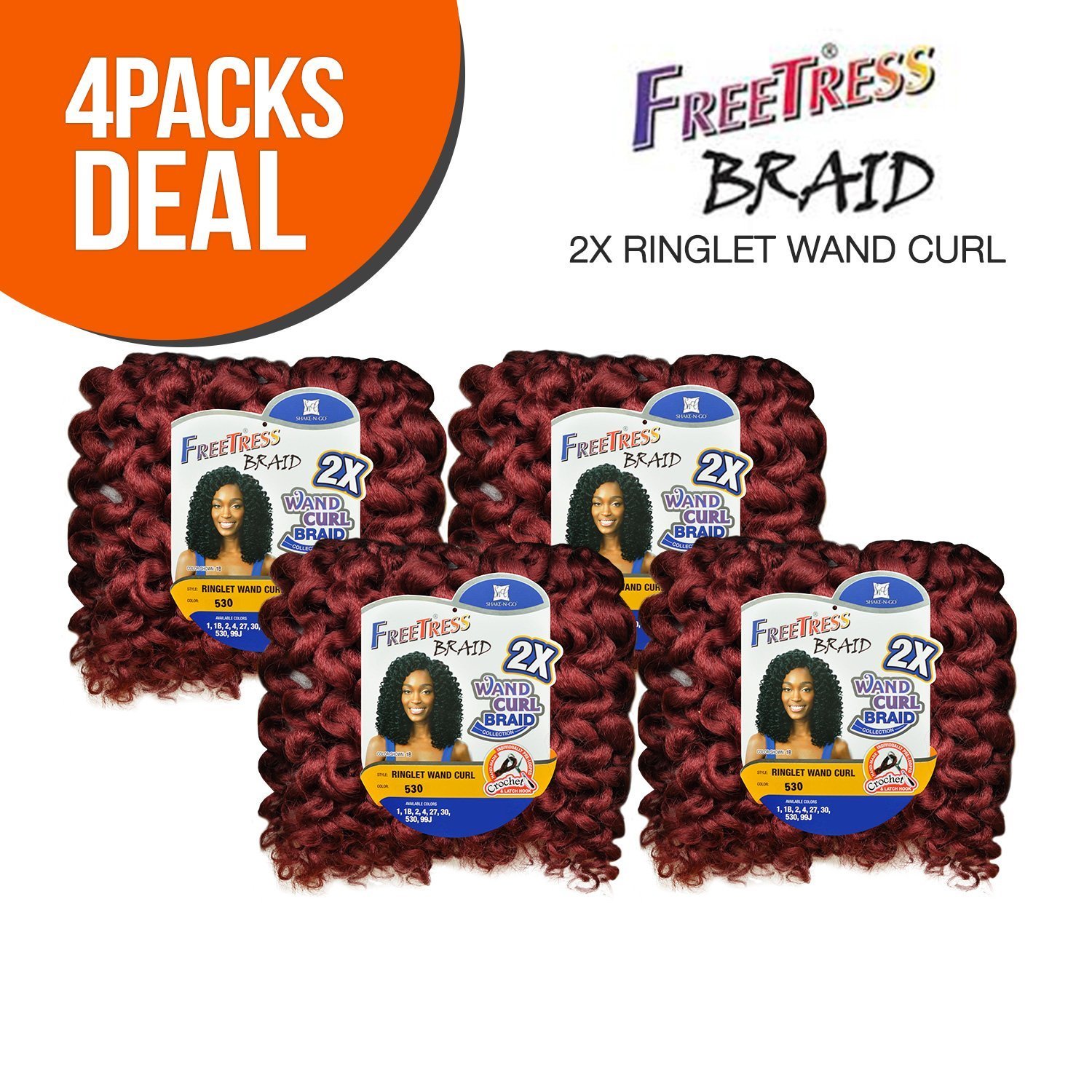 *4-PACK/6-PACK* 2X RINGLET WAND CURL – FREETRESS SYNTHETIC CROCHET BRAID