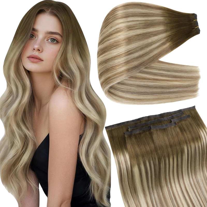 Full Shine Butterfly Weft Extensions 18 In 100 G Balayage Olive Brown To Ash