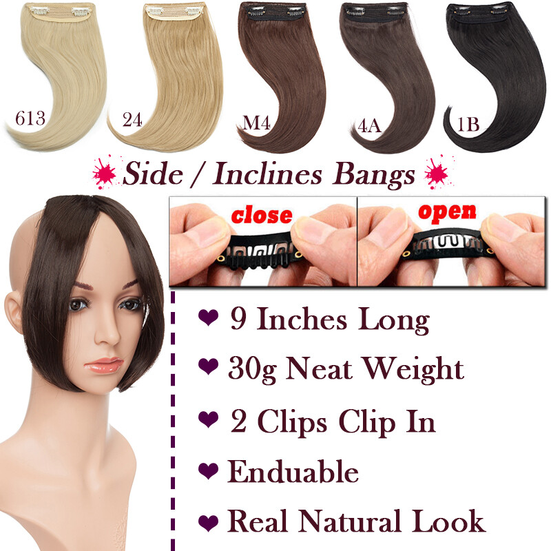 Clip in Bangs Fake Hair Extension False Hair Piece Clip on Front Neat Bang lk