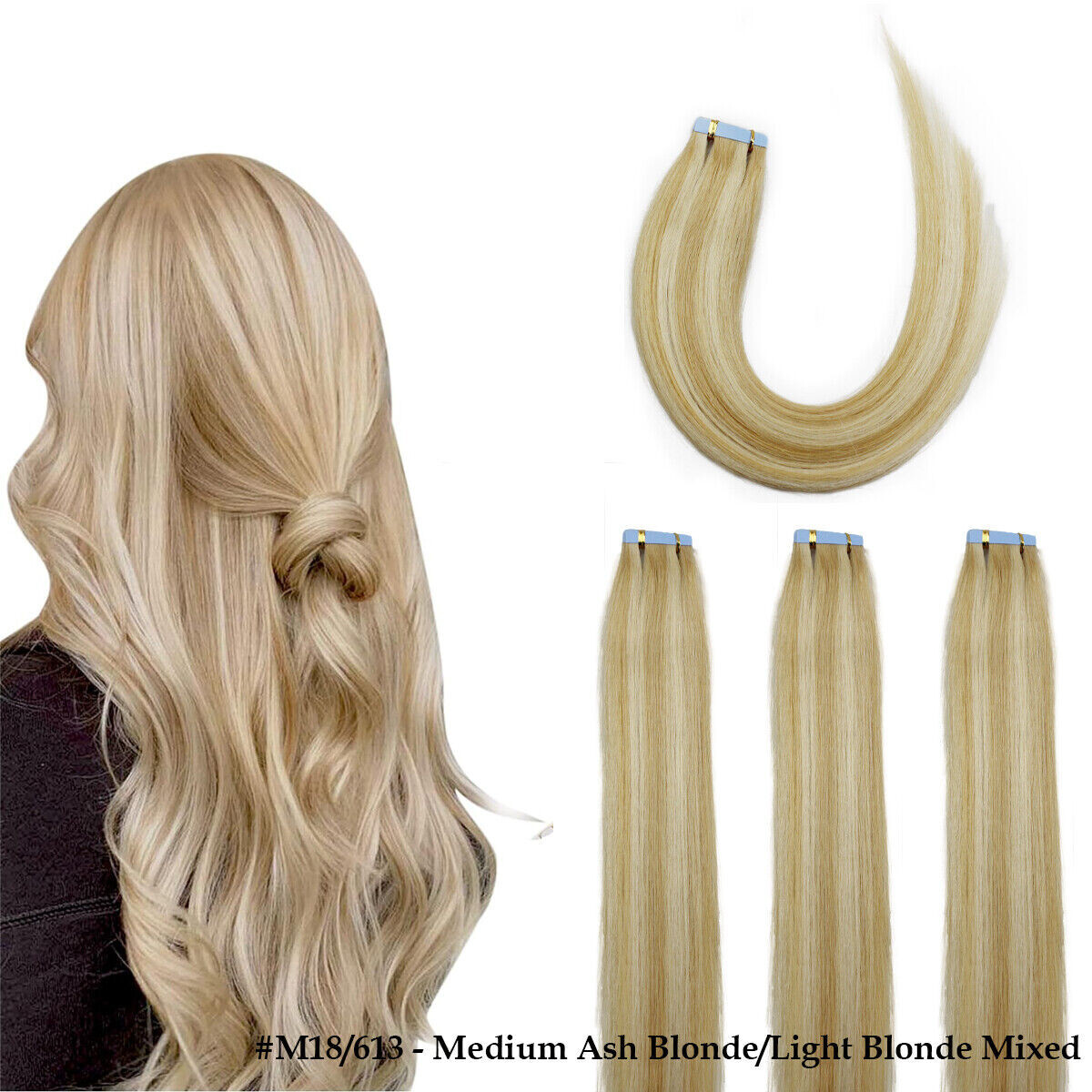 Invisible Tape in Hair Extensions Human Hair Adhesive Skin Weft RemyRussain Hair
