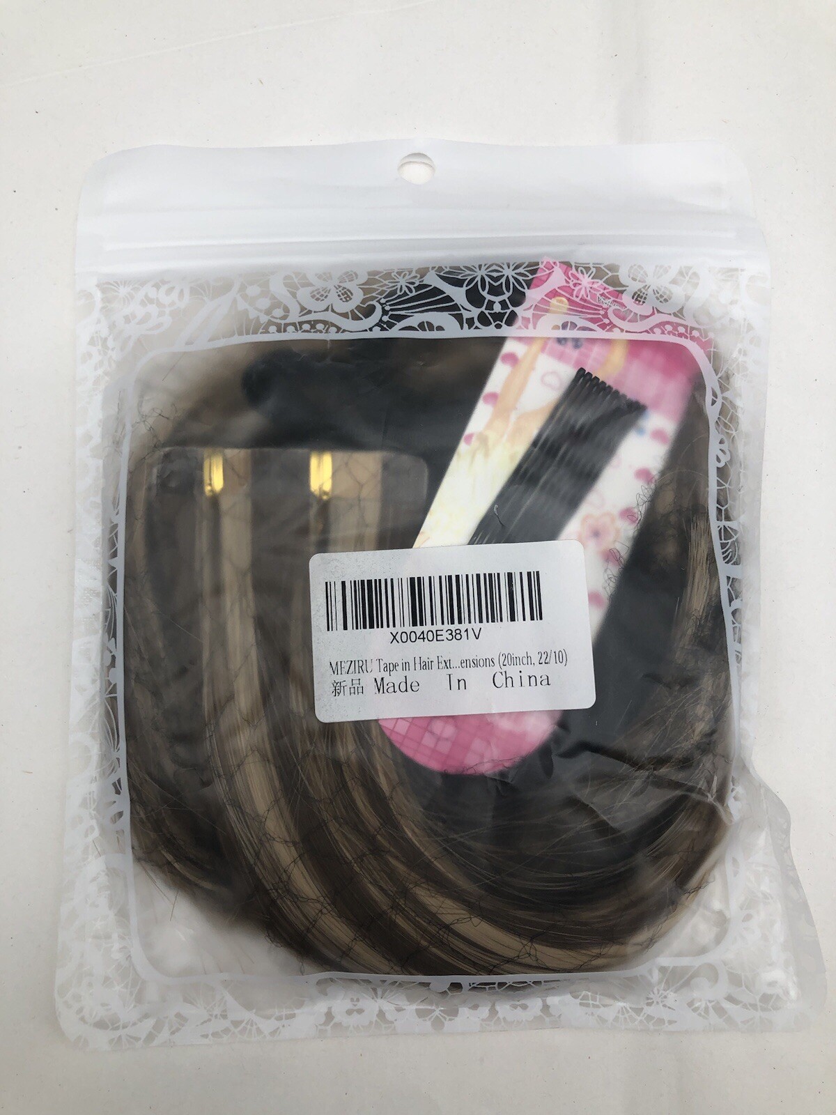 Hair Extension 20″ Silky Tape Hair Extension 10Pc Synthetic Mix Ash Medium Brown