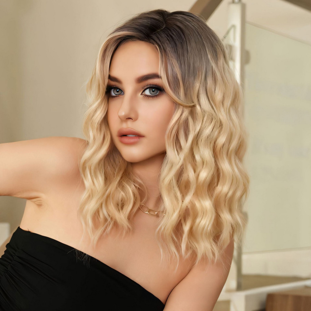Woman Girls 18 Inch Gradient Long Curly Wig Full Head Wigs Regular Everyday Wigs