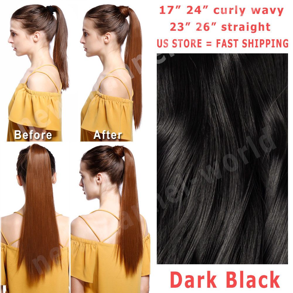 1PCS Real Thick Clip In as Human Remy Hair Extensions Pony Tail Wrap On Ponytail
