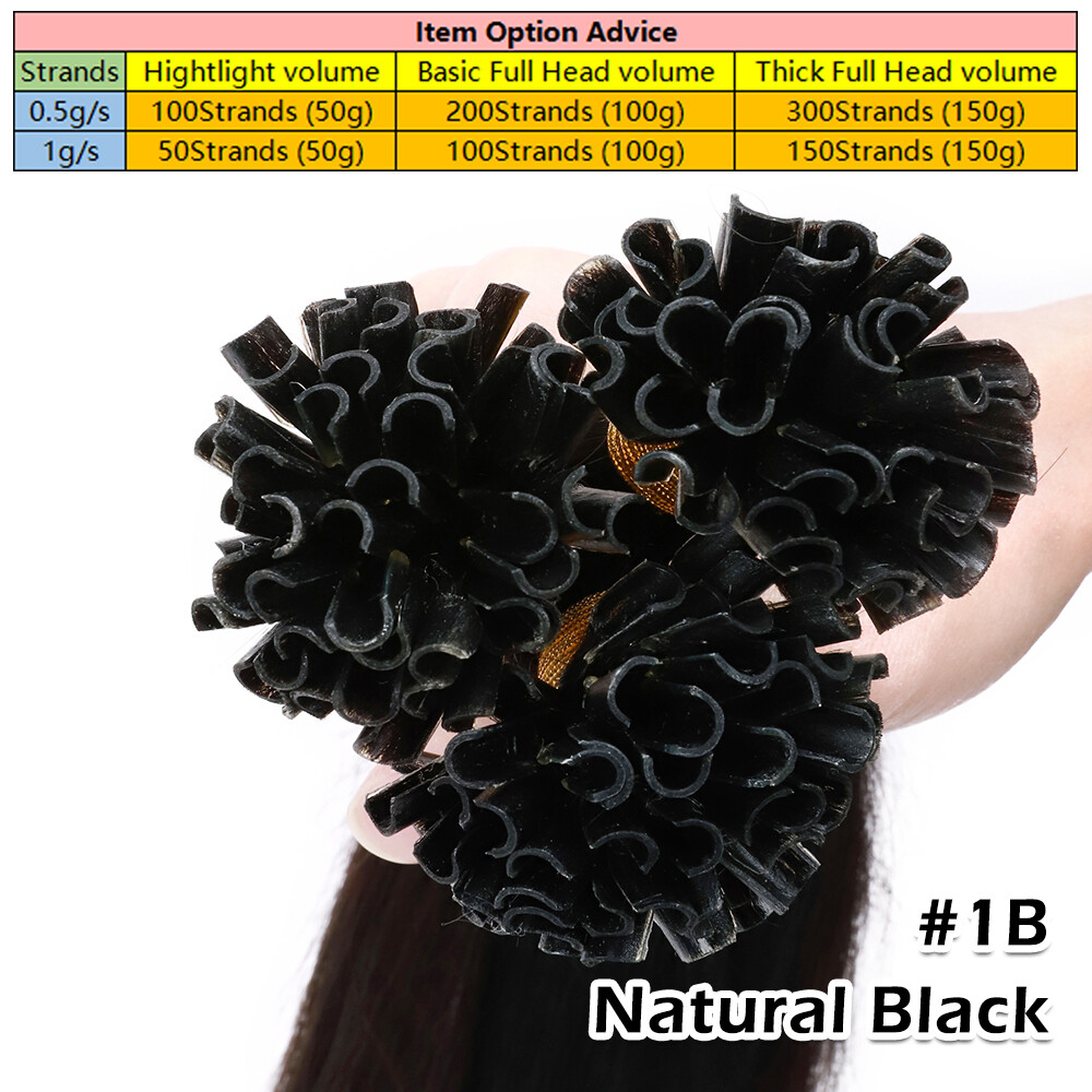 US Pre Bonded U Nail Tip 100% Human Remy Hair Real Keratin Hair Extensions 16-24