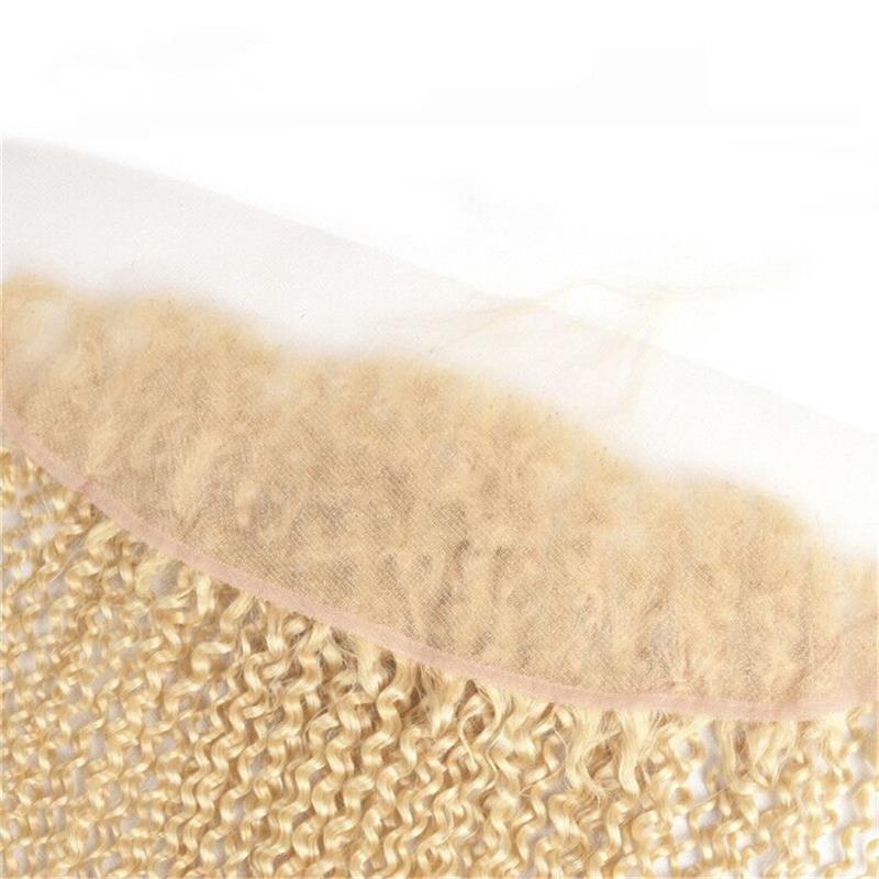 Kinky Curly 613# Brazilian 100% Human Hair Blonde 13X4 Lace Frontal 10-24inch