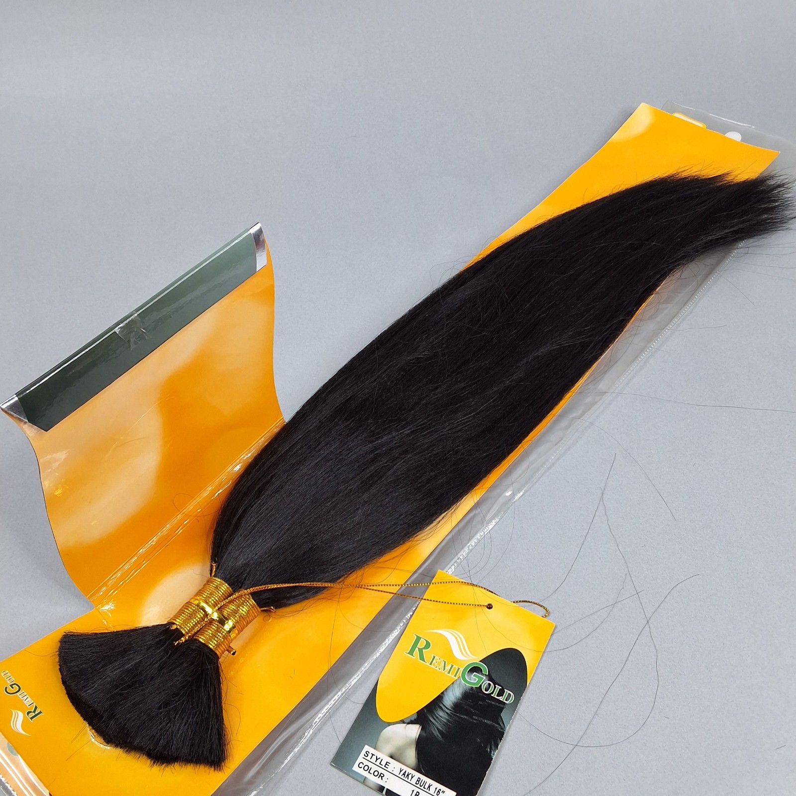16” #1B Off Black Yaky Straight Bulk Braiding Human Blend Hair by Remi Gold