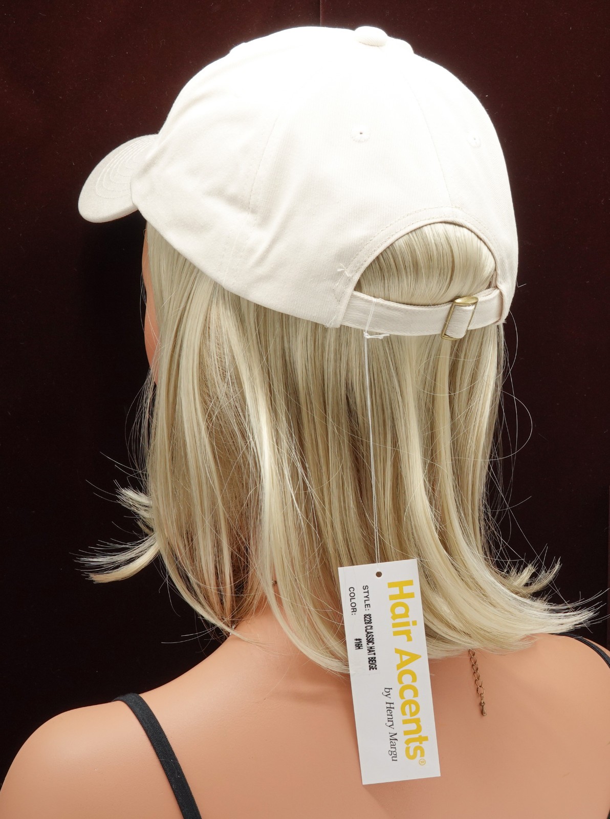 CLASSIC HAT by Henry Margu, Beige Hat w/Hair, 16H – Lt Blonde, *CLEARANCE!* NEW
