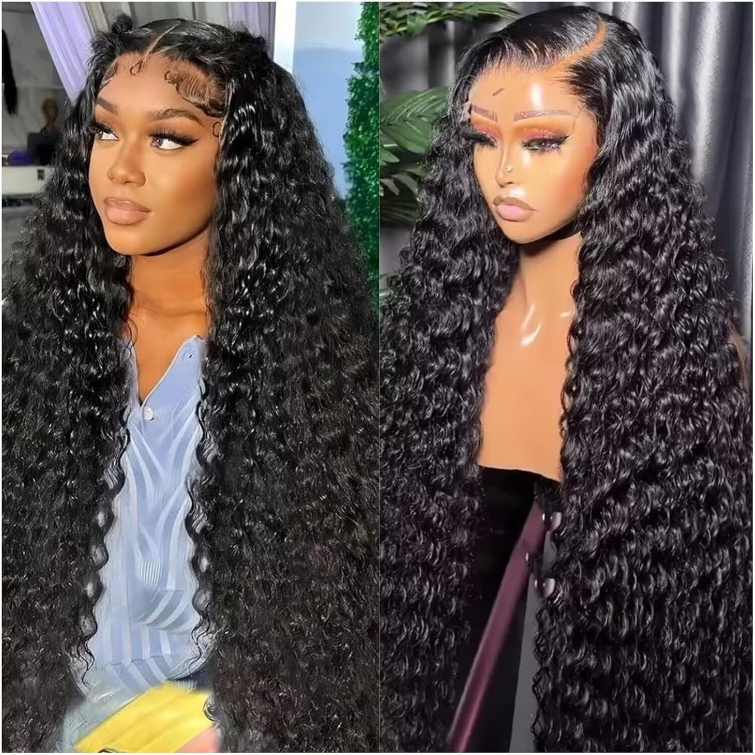 30″ 13×6 Lace Front Human Hair Wig – Water Wave, 200 Density, Pre-Plucked, Gluel