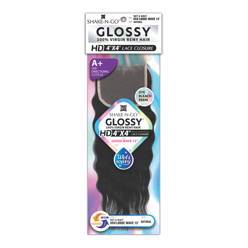 Glossy Wet&Wavy 4″x4″ Closure Loose wave