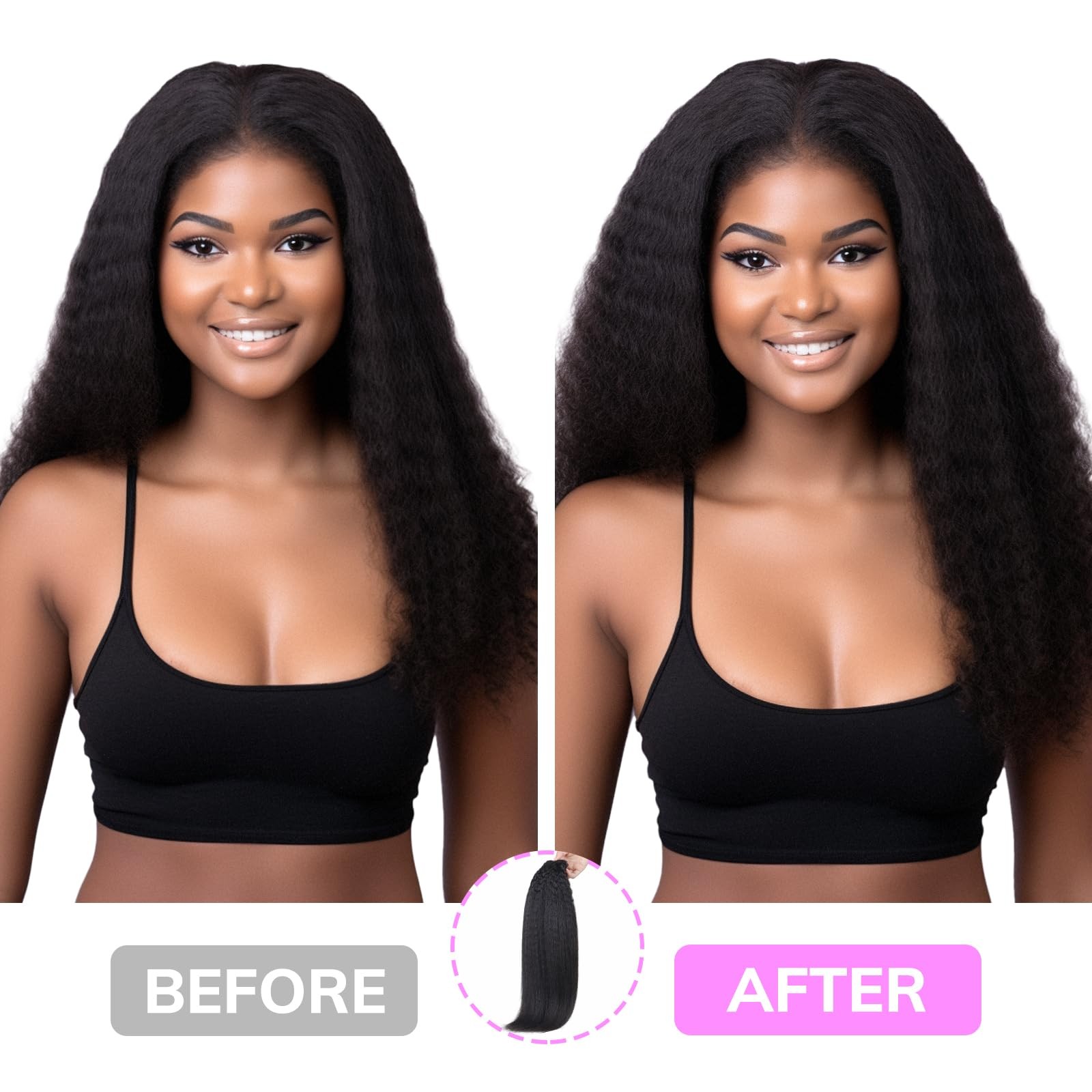 Idn Beauty Seamless Clip In Hair Extensions Human Hair Kinky Straight 14 Inch