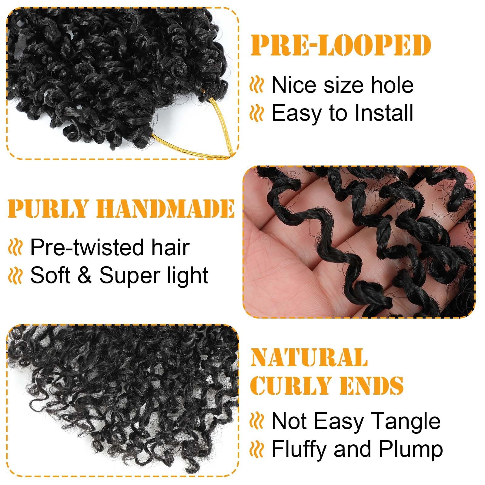 Pre-looped Yanky Twist Crochet Hair 8 Inch 8 Packs Bohemian Passion Twist Spr
