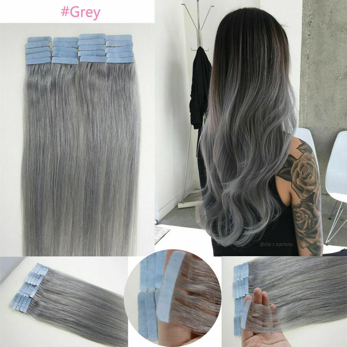 Tape in Real Human Hair Extensions Seamless Skin Weft Remy Russian Hair Straight