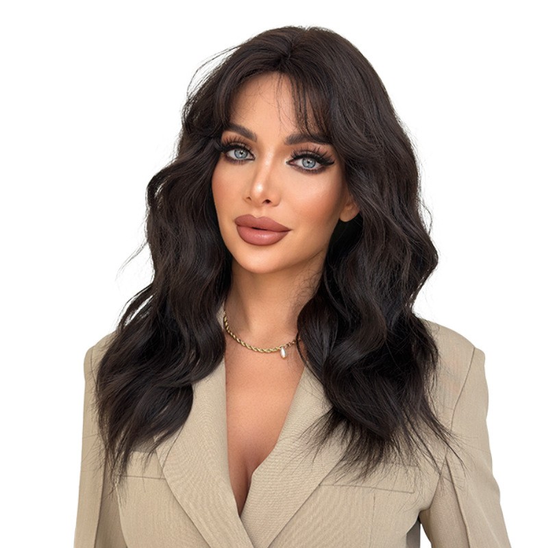 8 Shape Part Loose Wave Wig Black Brown Natural Fluffy Rose Net Synthetic Full