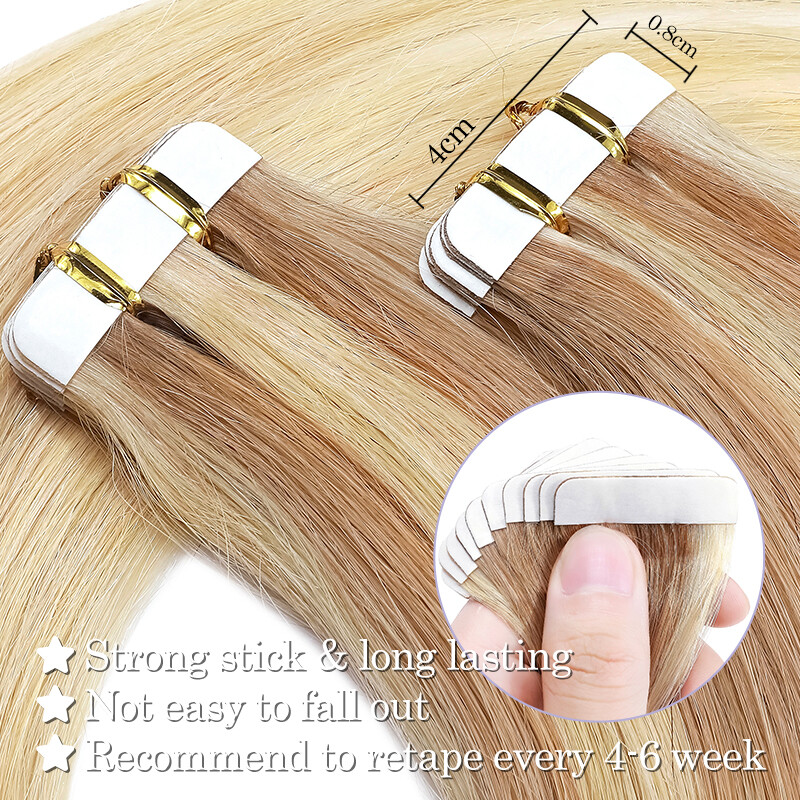 Tape in Hair Extensions 100% Real Remy Human Hair Skin Weft Dirty Balayage Ombre