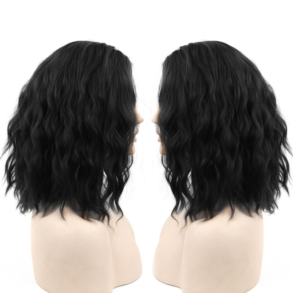 Curly Women Wig Short Black for Cosplay Party and Everyday Wear