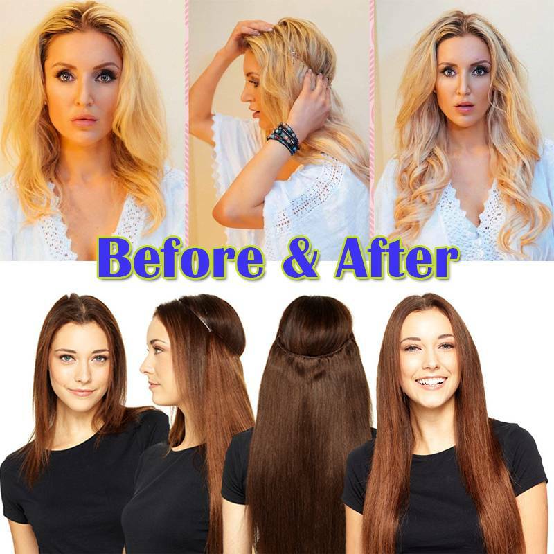 Thick Hidden Wire In 100% Remy Human Hair Extensions One Piece Wavy BLONDE