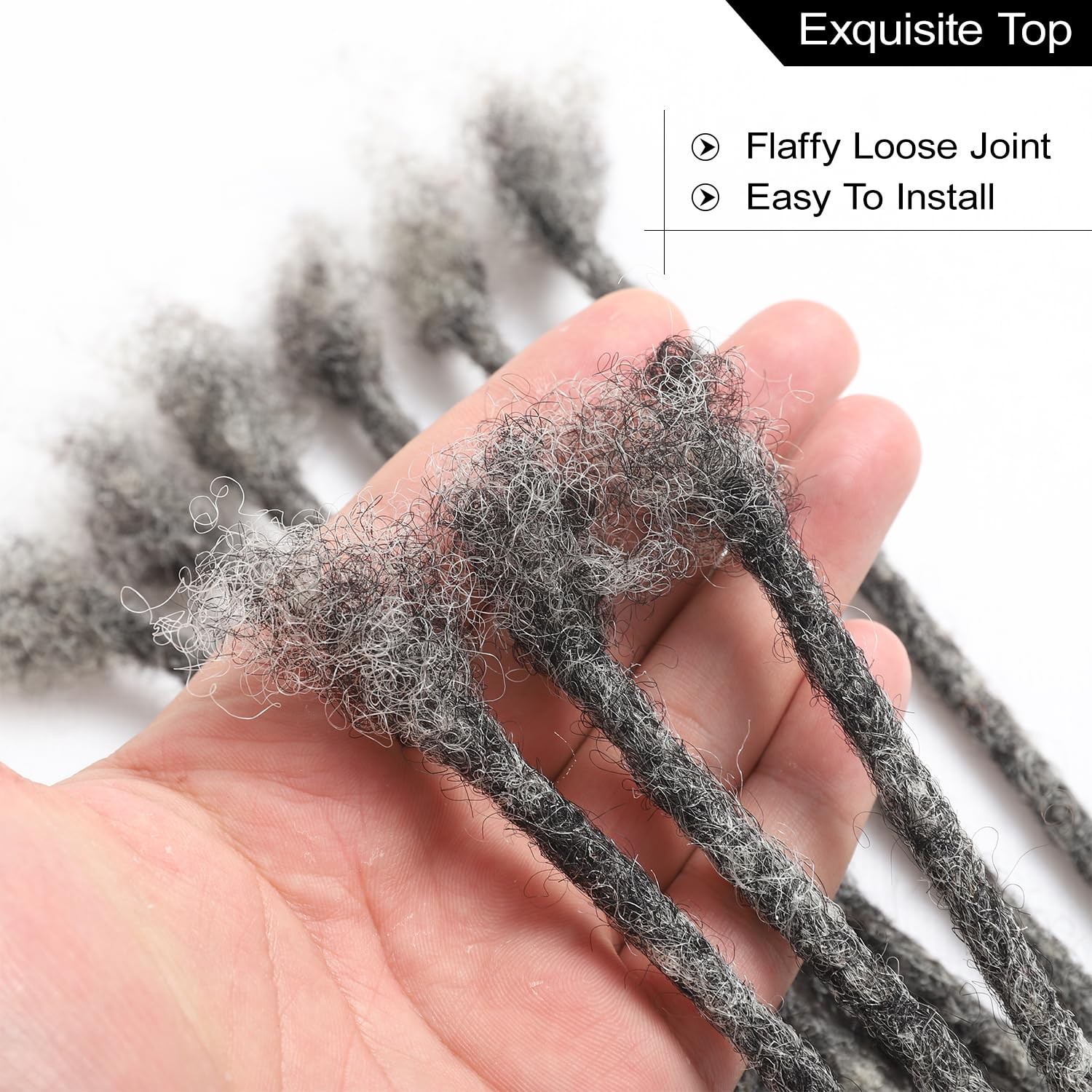 Vlliyava Loceast Salt And Pepper Grey Black Loc Extensions 100 Human Hair 0.6Cm