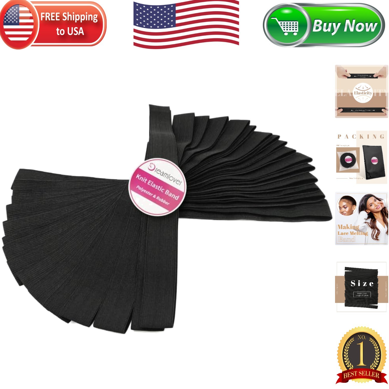 Washable 1 Inch x 12 Yard Elastic Bands for Wigs – Great for All Crafting Needs